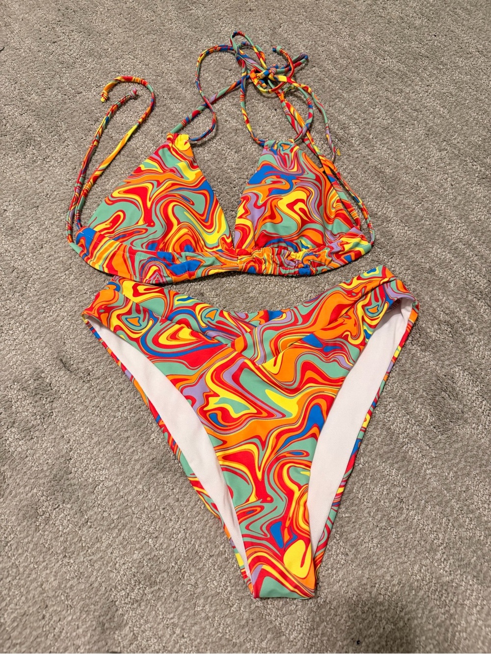 Colorful Swirl Print Bikini Set - Multicolor
